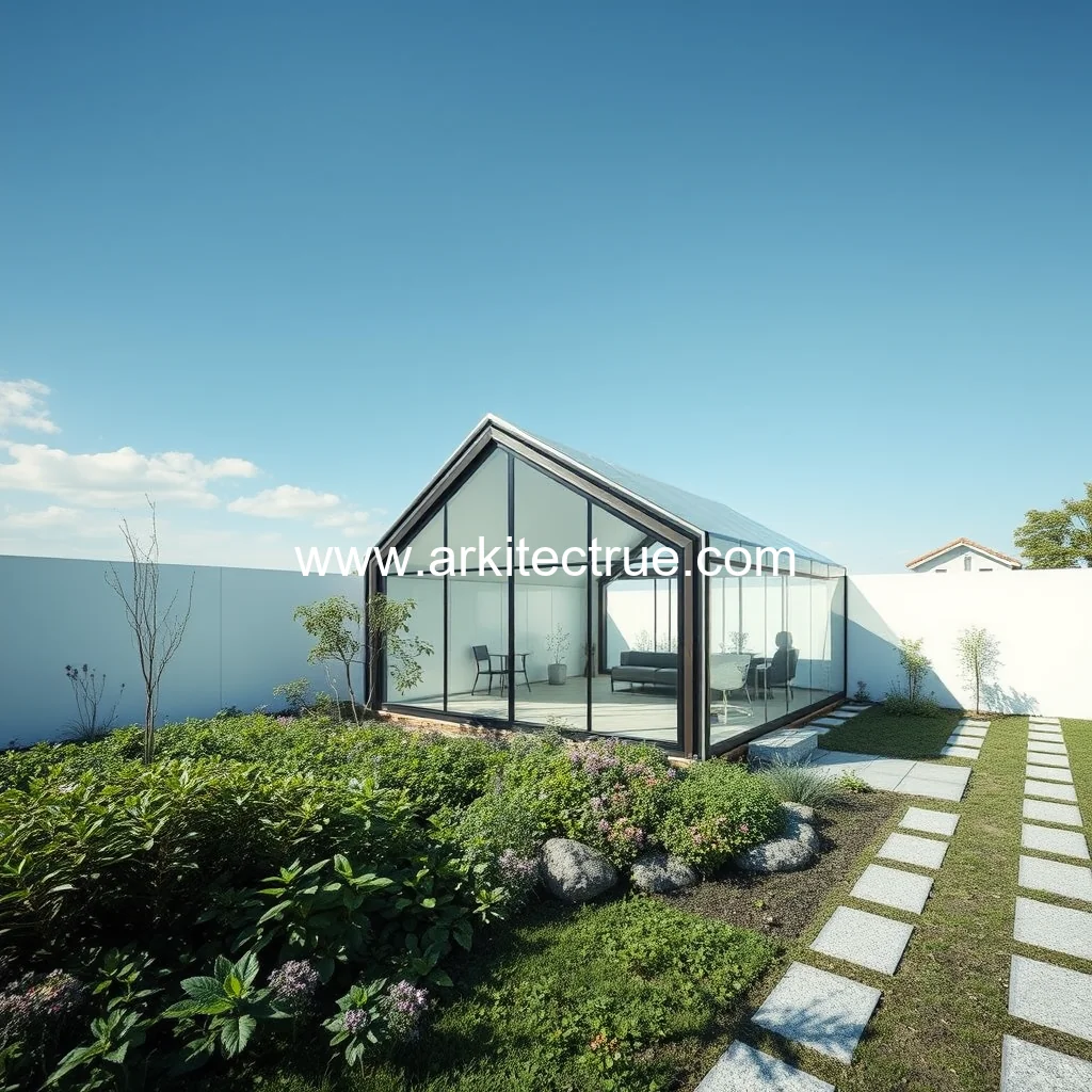 Artistic representation for Nanometer architecture shelters garden under house off the ground in japan
