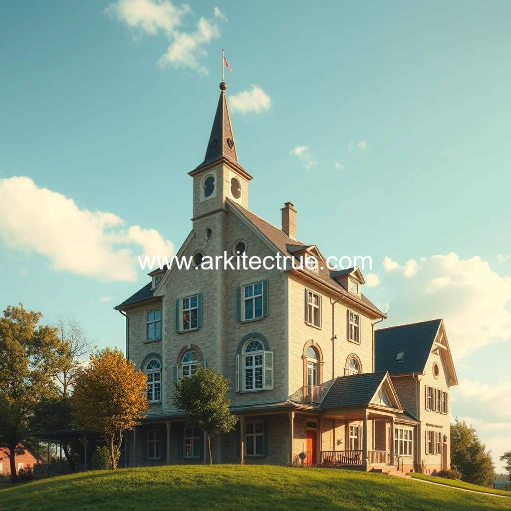 Artistic representation for Every school has a house: exploring architecture, history, and local culture